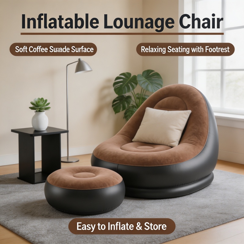 Outdoor Furniture Small - レイジーソファ エアーソファ 折りたたみ式リクライニングチェア 屋外ソファベッド フットスツール ポータブル折りたたみエアベッド