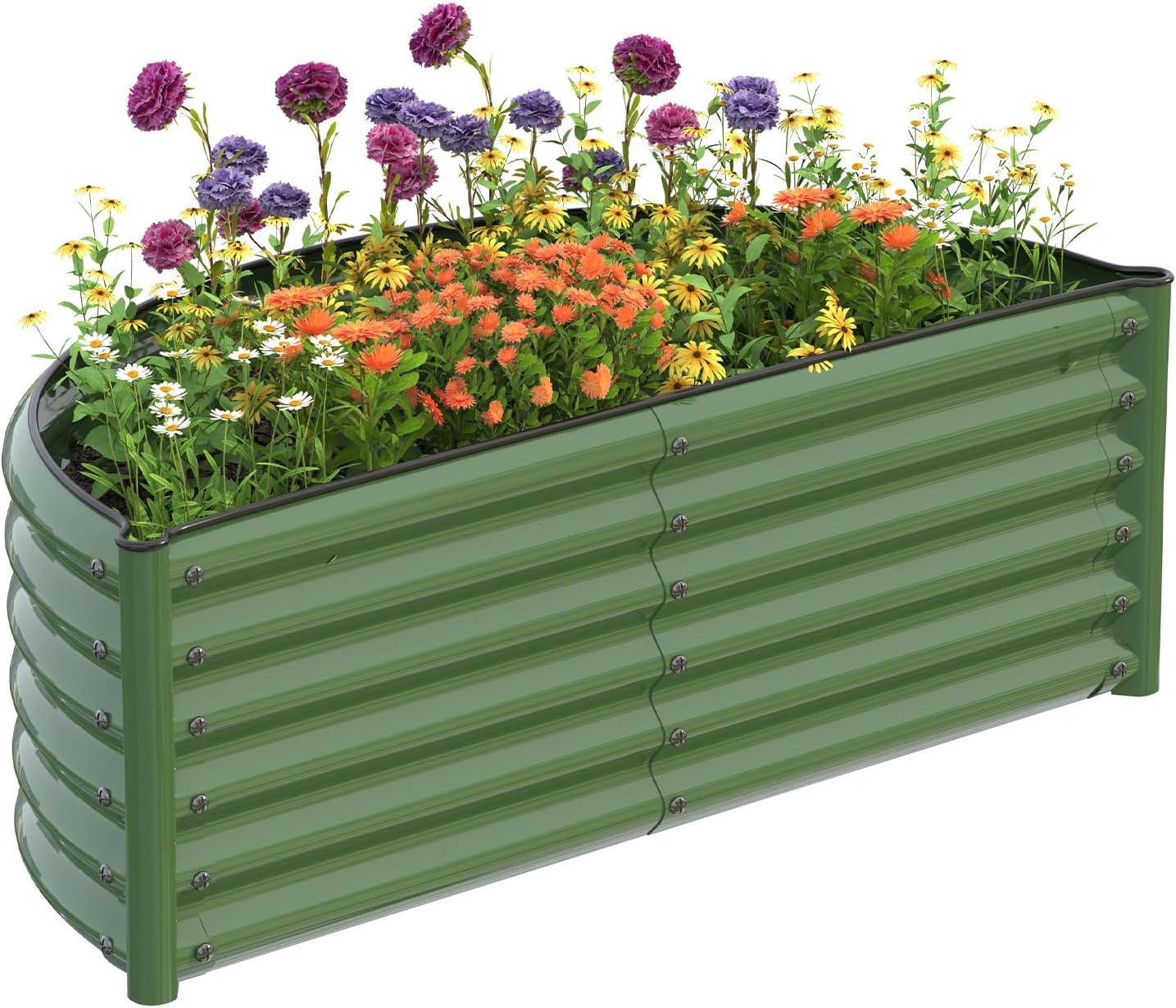 Planter Raised Metal - 亜鉛メッキ仕上げの屋外用レイズドガーデンベッド、キット高さ17インチの大型底なし、金属製レイズドプランターボックス、レイズドフラワーベッド、野菜、花、ハーブ用の地上設置型ガーデンベッド（緑）