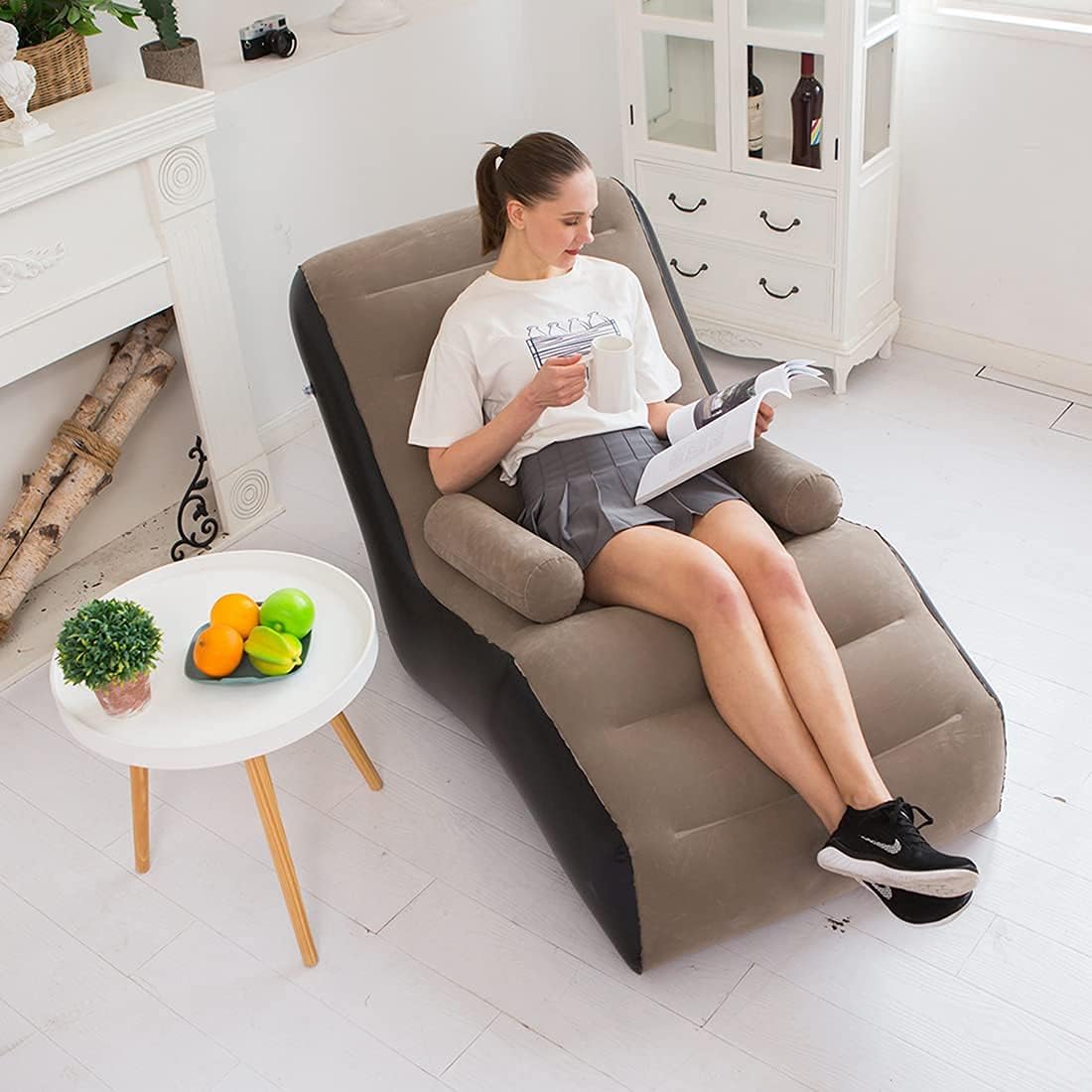 Outdoor Furniture Small - 折りたたみレイジーソファ、インフレータブルラウンジチェア厚みのある耐久性のある折り目、レジャーベッド睡眠用のコンパクトなゲームラウンジャーエアベンチ