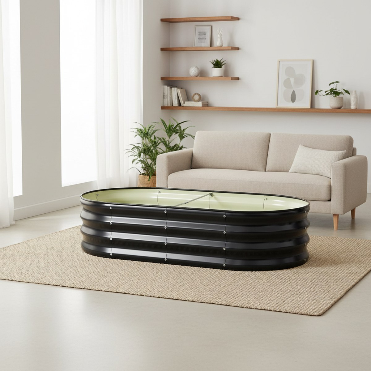 楕円形の金属製高床式菜園 4x2x1フィート 屋外プランター - Planter Raised Metal のレビューと価格