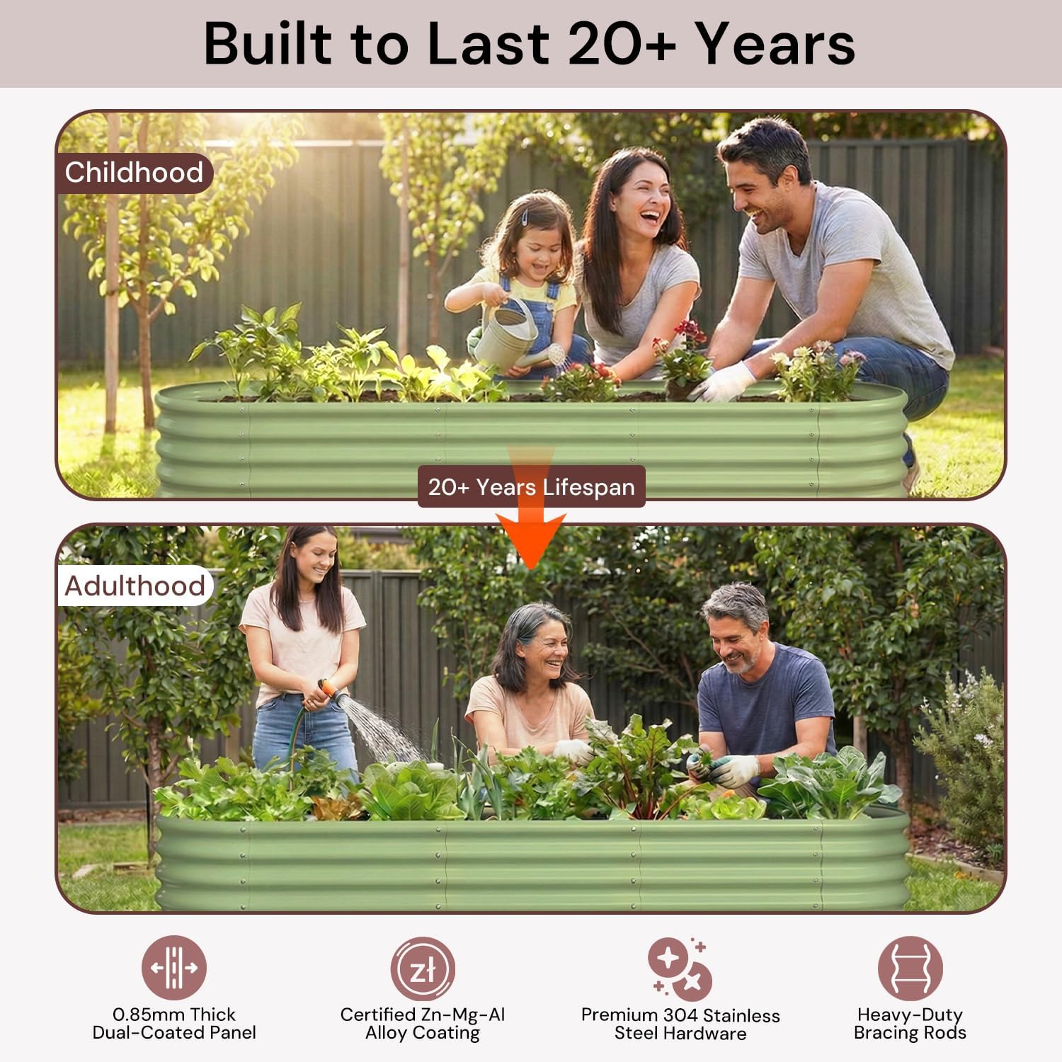 亜鉛メッキ仕上げの高床式菜園（8x4x1フィート、高さ12イ - Planter Raised Metal のレビューと価格