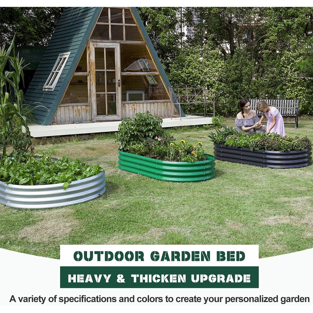 2個パック亜鉛メッキ楕円形高床式菜園、10x4x1フィート屋 - Planter Raised Metal のレビューと価格