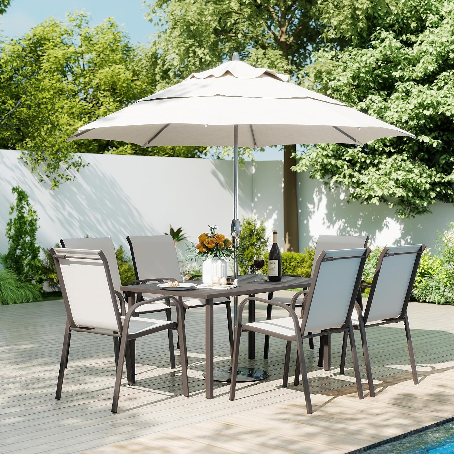 屋外パティオダイニングセット、速乾性テキスタイルダイニングチ - Outdoor Furniture Quick Dry のレビューと価格