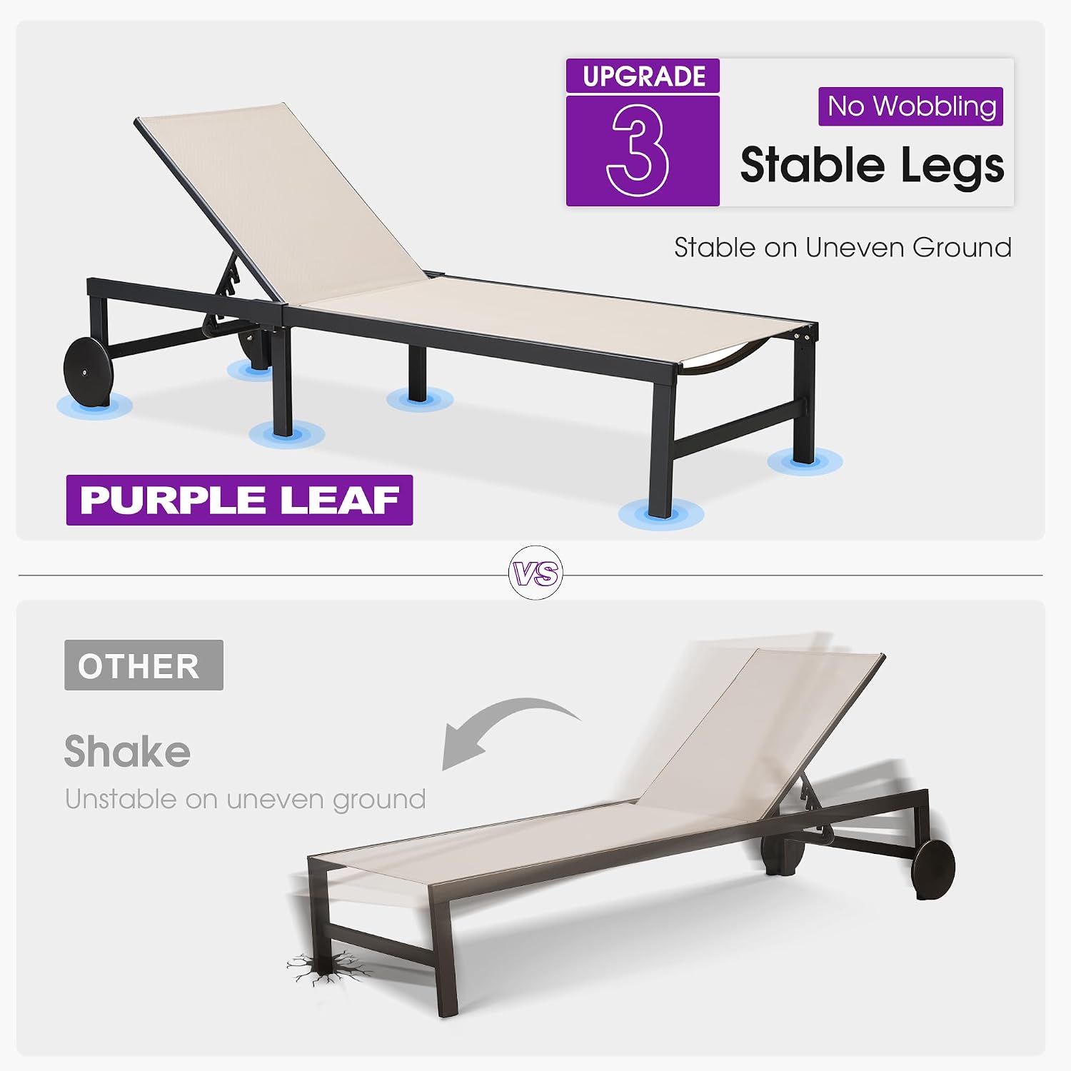 屋外用リクライニングチェアセット（車輪とテーブル付き）、ベー - Outdoor Furniture Quick Dry のレビューと価格