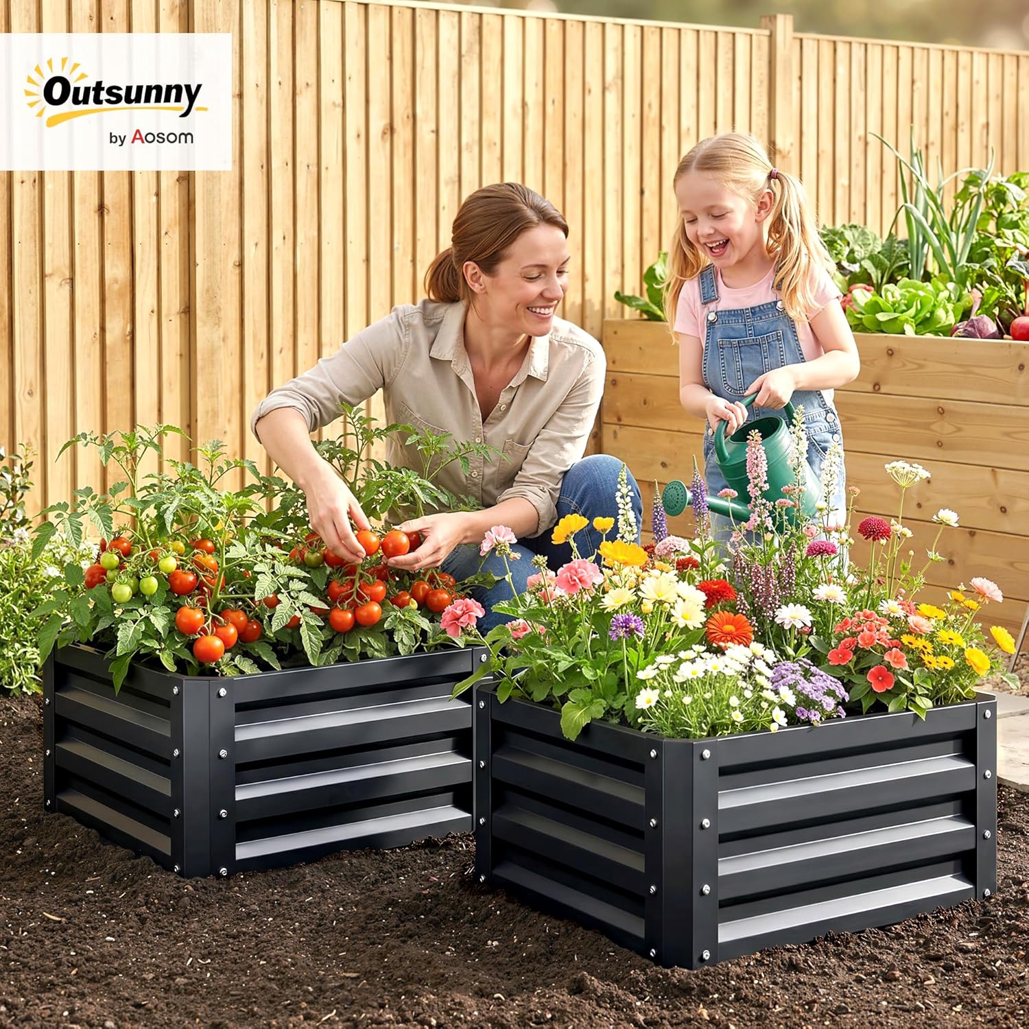 2ピース亜鉛メッキ上げ底菜園、2フィート×2フィート×1フィ - Planter Raised Metal のレビューと価格