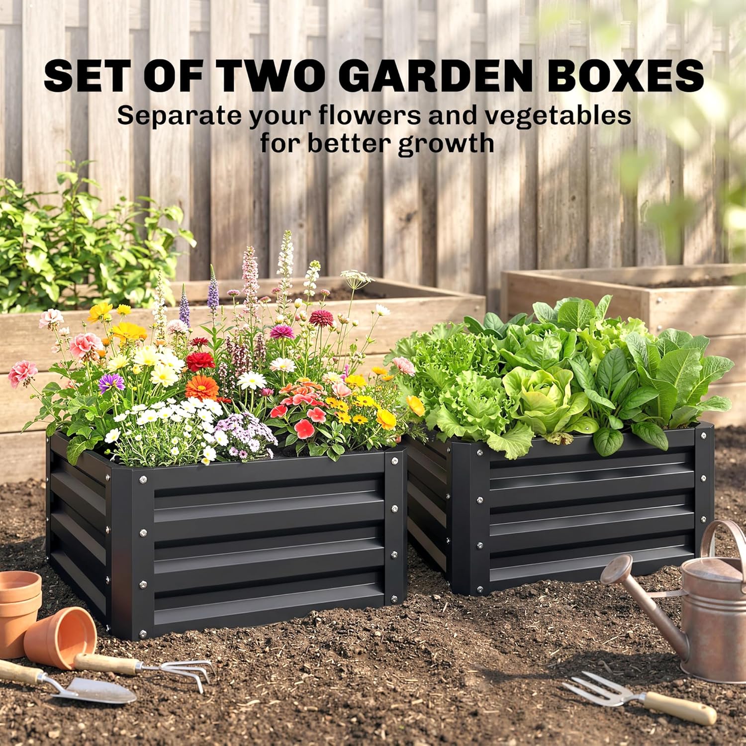 2ピース亜鉛メッキ上げ底菜園、2フィート×2フィート×1フィ - Planter Raised Metal のレビューと価格