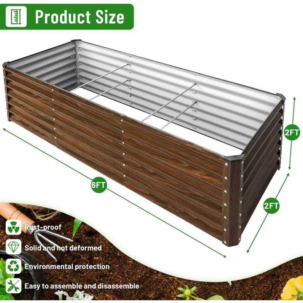 2パック 6x2x2T 亜鉛メッキ上げ底菜園キット、野菜栽培 - Planter Raised Metal のレビューと価格