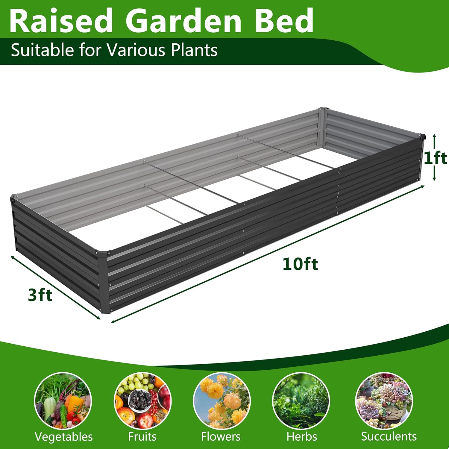 2個セット 10x3x1フィート 亜鉛メッキ仕上げの高床式菜 - Planter Raised Metal のレビューと価格