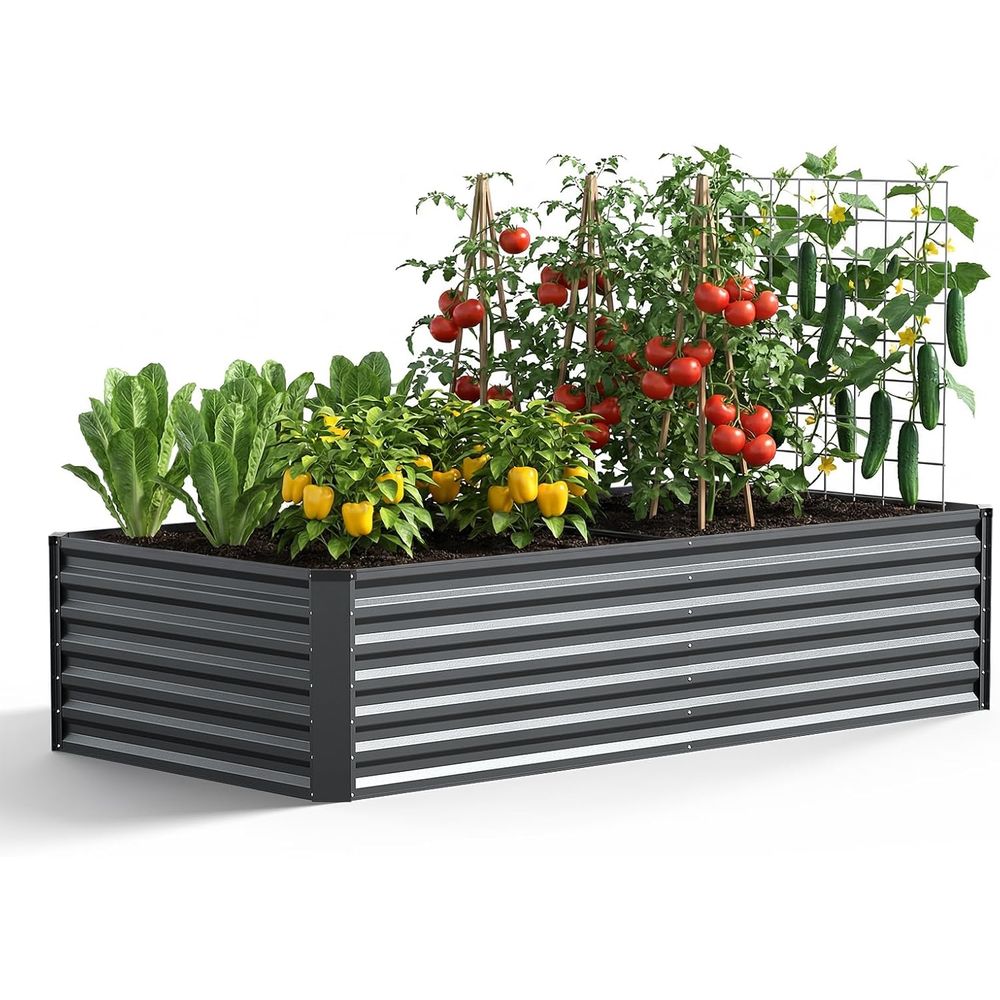 大型屋外亜鉛メッキ上げ底菜園、6x3x2フィート、野菜、果物 - Planter Raised Metal のレビューと価格