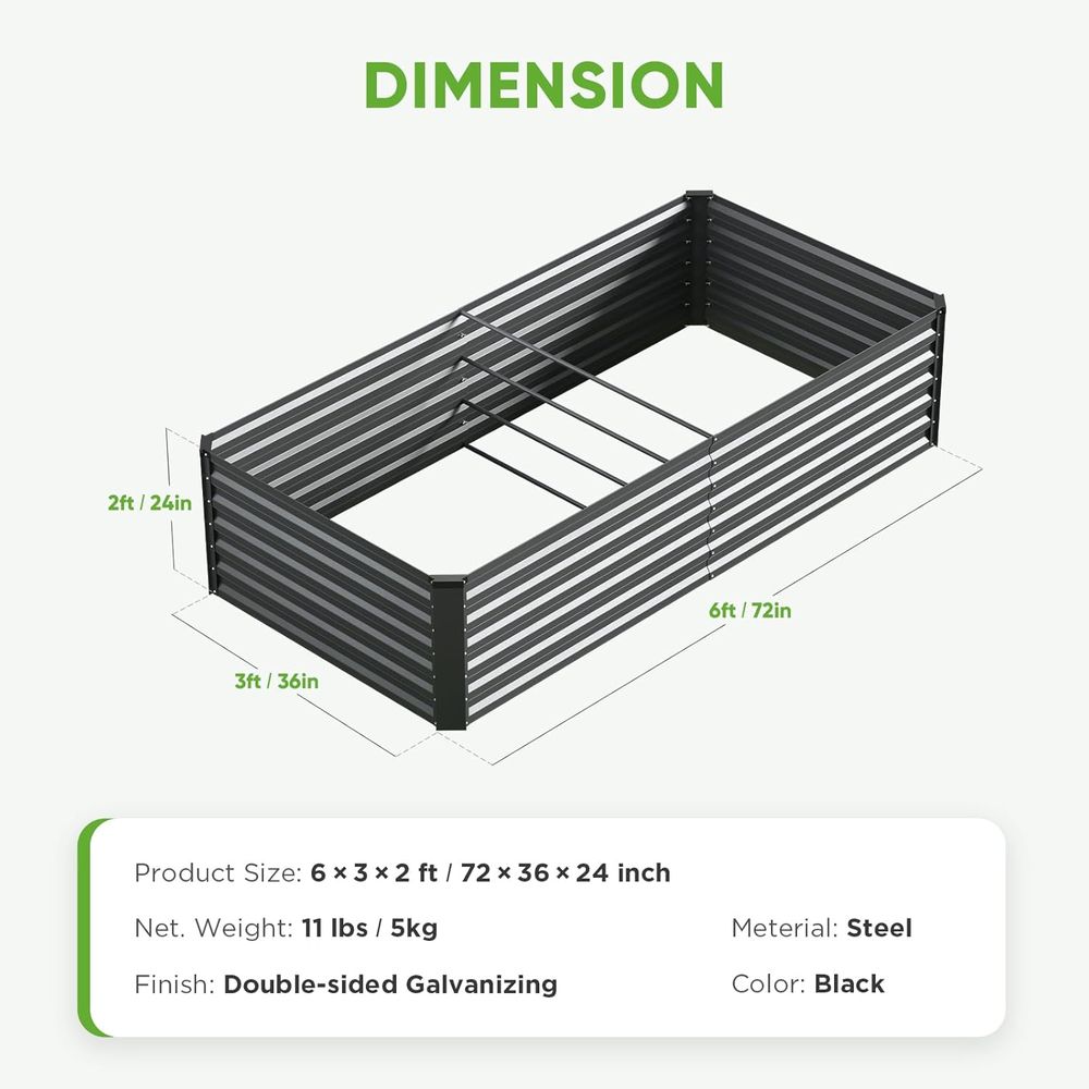 大型屋外亜鉛メッキ上げ底菜園、6x3x2フィート、野菜、果物 - Planter Raised Metal のレビューと価格