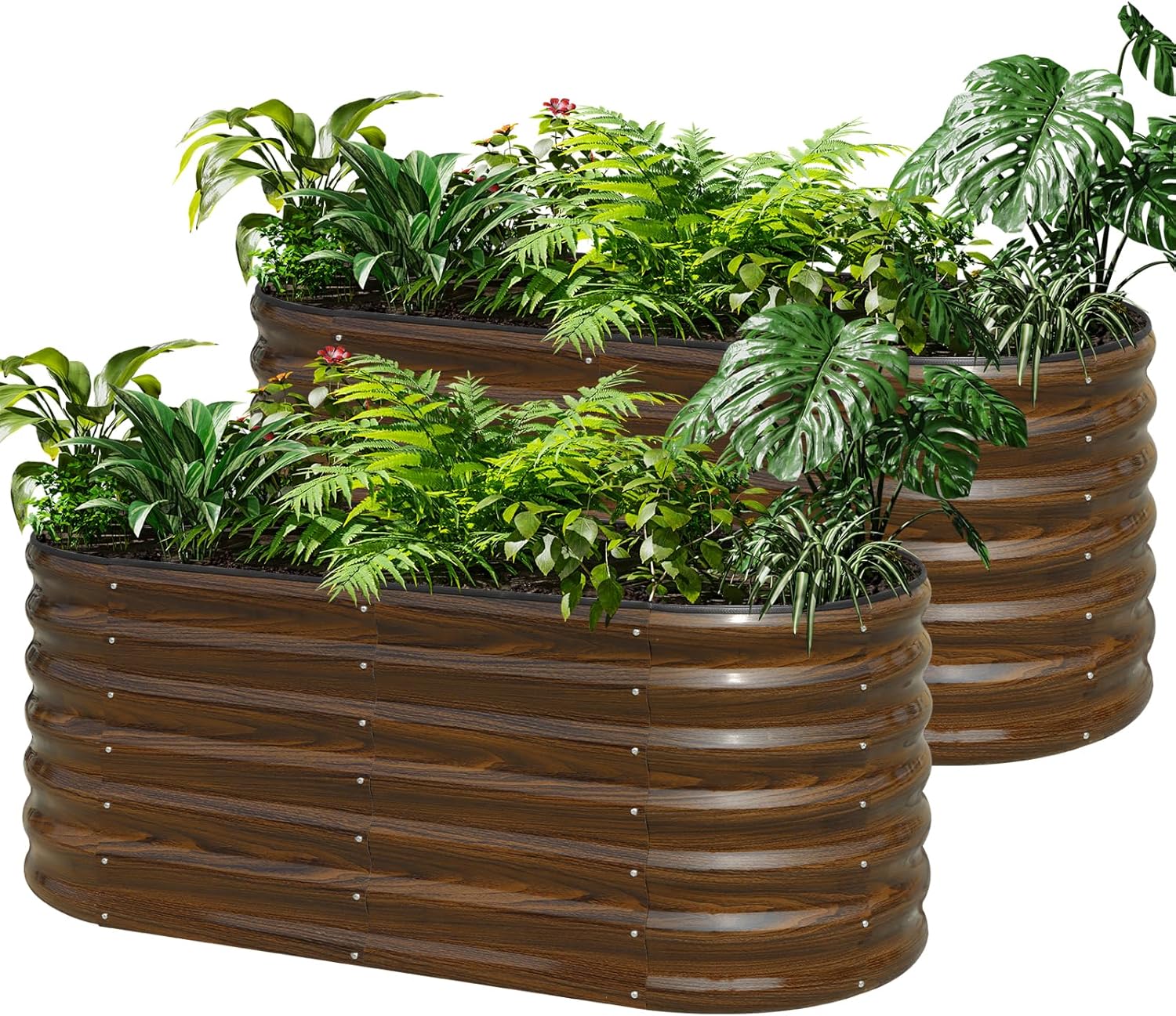 亜鉛メッキ鋼製レイズドガーデンベッドキット - 2個セット  - Planter Raised Metal のレビューと価格
