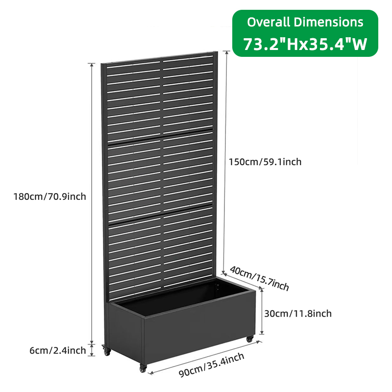 高さ73.2インチのプライバシースクリーン付きプランターボッ - Planter Raised Metal のレビューと価格