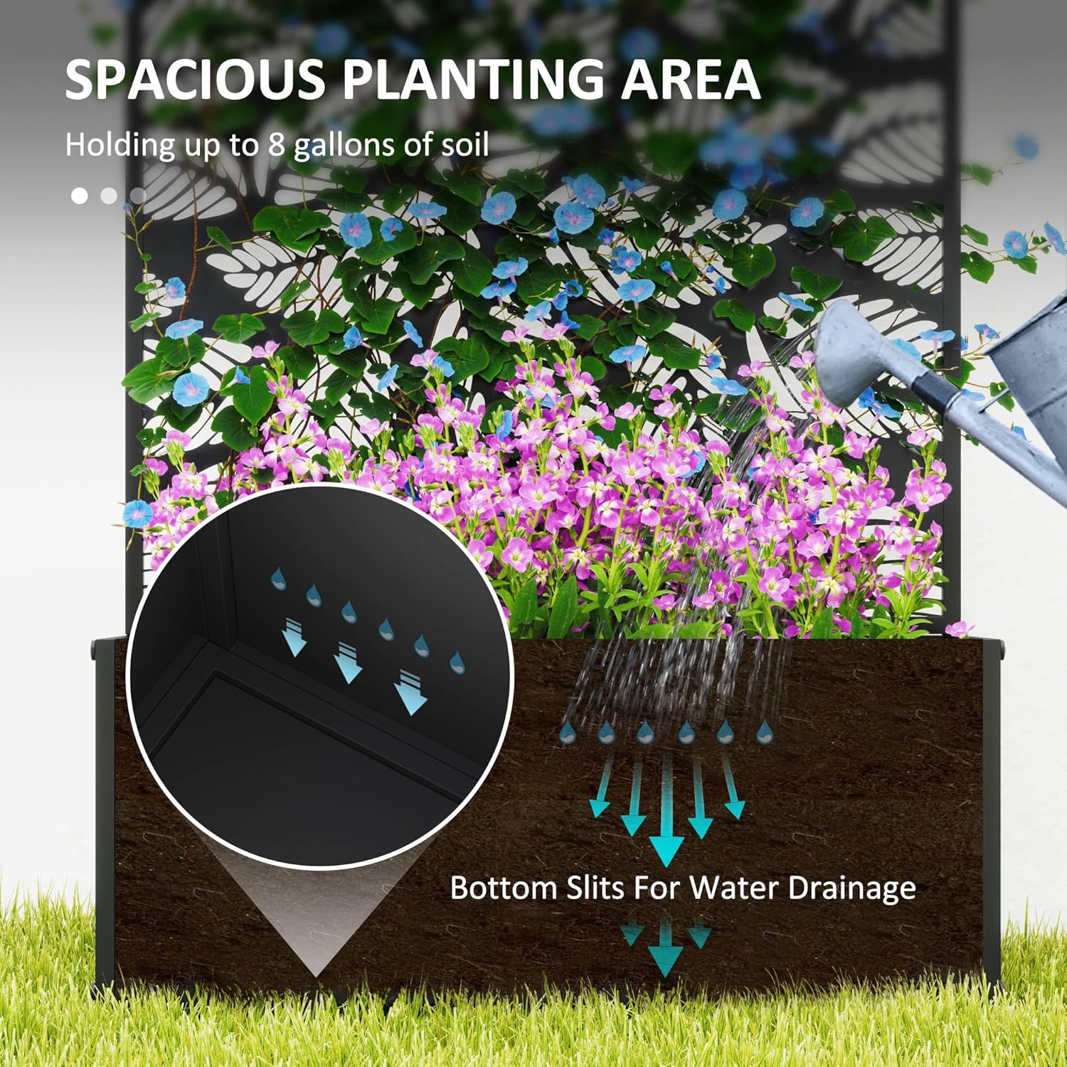 金属製の高床式菜園、つる性植物用のトレリス付き、自立式または - Planter Raised Metal のレビューと価格