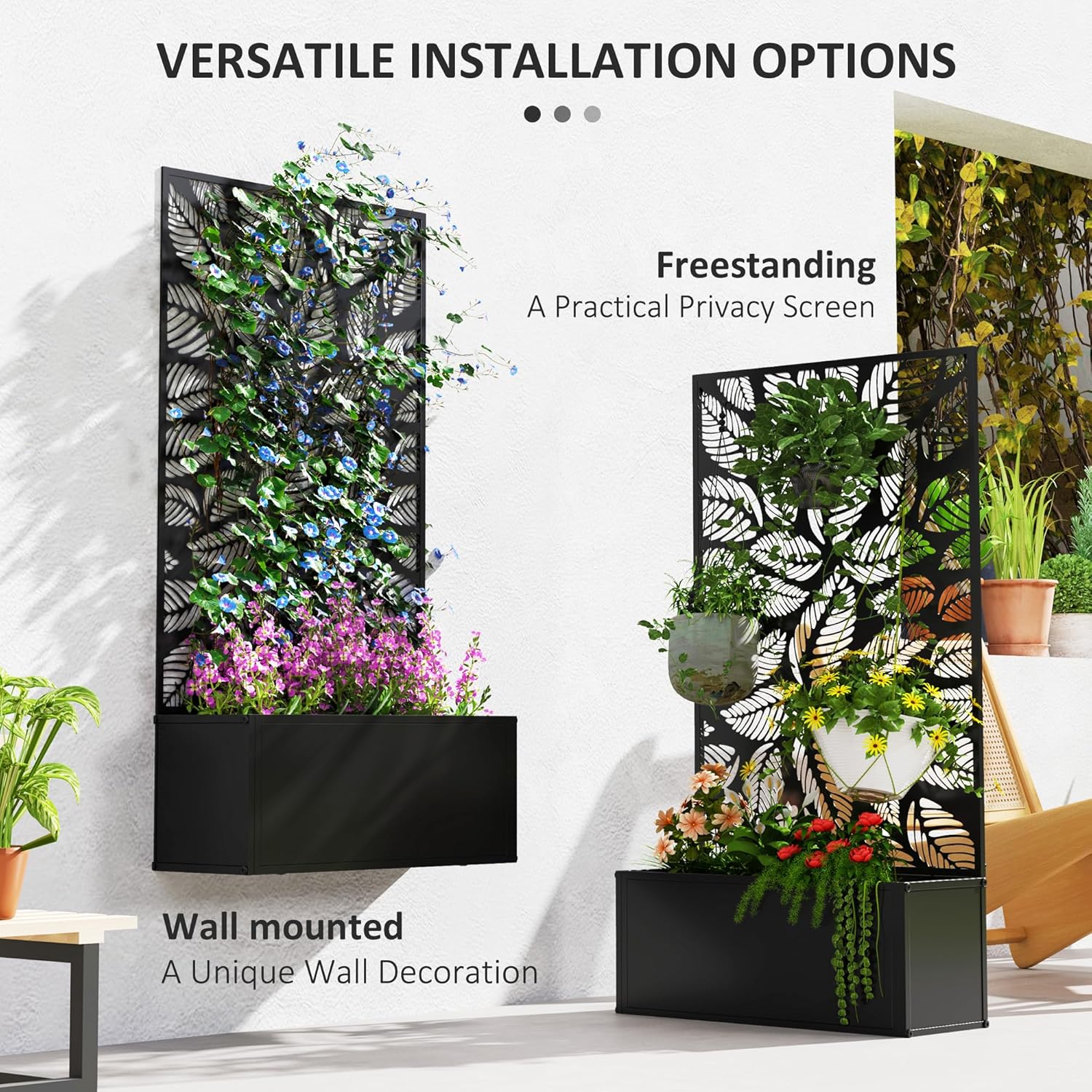 金属製の高床式菜園、つる性植物用のトレリス付き、自立式または - Planter Raised Metal のレビューと価格